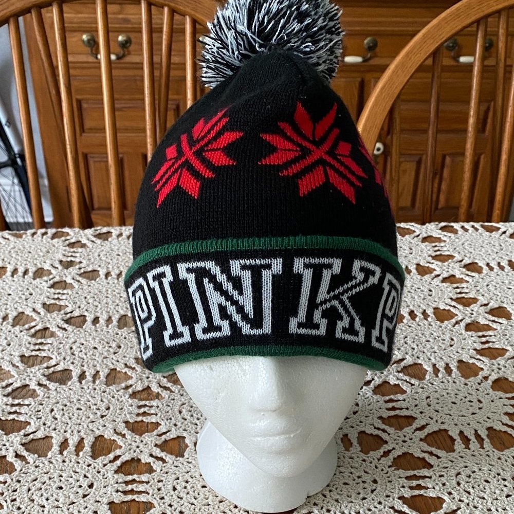 Victoria’s Secret VS Pink Knit Pom Pom Cap Beanie – One Size
